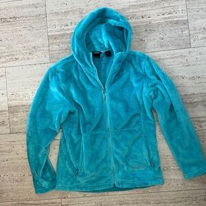 Marmot Osito women’s silken fleece XL Turquoise Blue hooded coat jacket